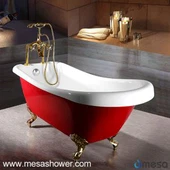 Klasik Charming Red Eropa Freestanding Clawfoot Perendaman Bak Mandi